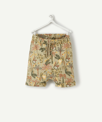 Shorts - Bermuda shorts Nouvelle Arbo   C - BABY BOYS' BERMUDA SHORTS IN GREEN RECYCLED FIBERS WITH A TROPICAL PRINT