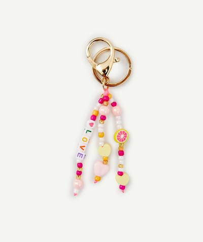 Accessories Tao Categories - GIRLS' KEY RING WITH COLOURED BEADS AND A MESSAGE