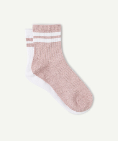 Sportswear Tao Categories - PACK OF TWO PAIRS OF PINK AND WHITE SPARKLING SOCKS