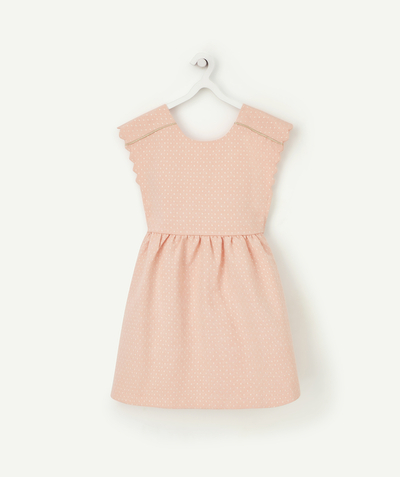 Outlet Tao Categories - GIRLS' PINK DRESS WITH GATHERING AND GOLD COLOR SPOTS