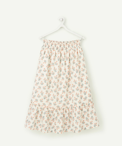 Clothing Nouvelle Arbo   C - GIRLS' LONG SKIRT IN CREAM WITH A FLORAL PRINT