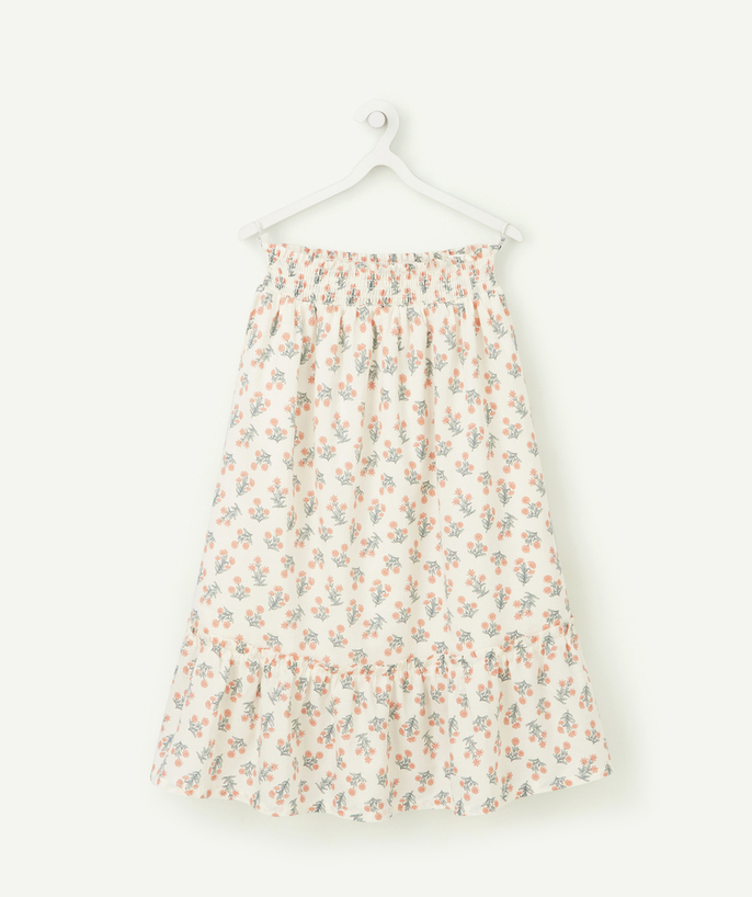 Outlet Tao Categories - GIRLS' LONG SKIRT IN CREAM WITH A FLORAL PRINT
