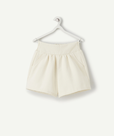 Outlet Tao Categories - GIRLS' CREAM SHORTS WITH GOLD COLOR TOPSTITCHING
