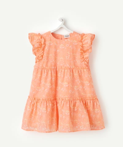 Dress Nouvelle Arbo   C - BABY GIRLS' PINK COTTON RUFFLED DRESS WITH A FLORAL PRINT