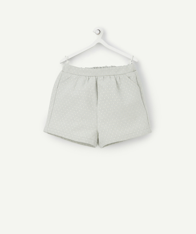 Shorts - Skirt Tao Categories - BABY GIRLS' GREEN SHORTS WITH GOLD COLOR TOPSTITCHING
