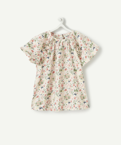 Shirt - Blouse Nouvelle Arbo   C - BABY GIRLS' SHORT-SLEEVED BLOUSE WITH A FLORAL PRINT