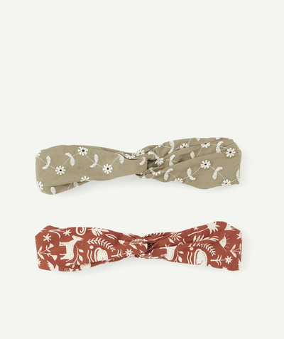 Hair Accessories Tao Categories - SET OF TWO EGYPTIAN PRINTED AND EMBROIDERED COTTON HEADBANDS