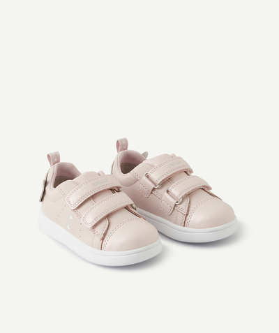 Baby girl Nouvelle Arbo   C - PINK LEATHER TRAINERS WITH SCRATCH FASTENINGS