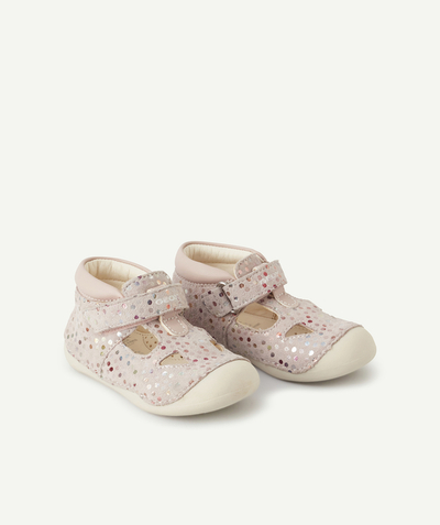 Baby girl Nouvelle Arbo   C - PINK LEATHER SANDALS WITH COLOURED SPOTS