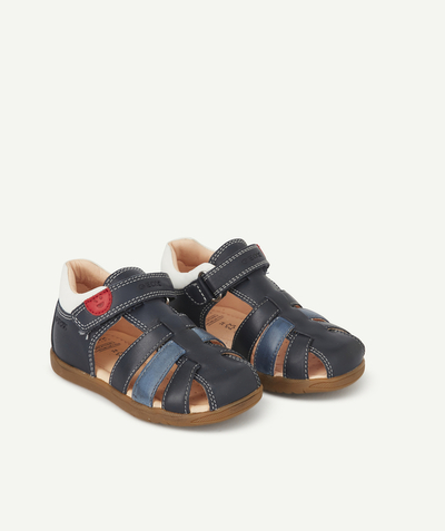 Baby boy Tao Categories - BABY BOYS' NAVY BLUE LEATHER SANDALS