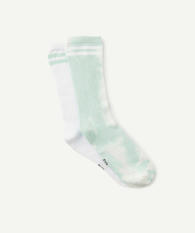 Boy Tao Categories - PACK OF TWO PAIRS OF GREEN AND WHITE SOCKS