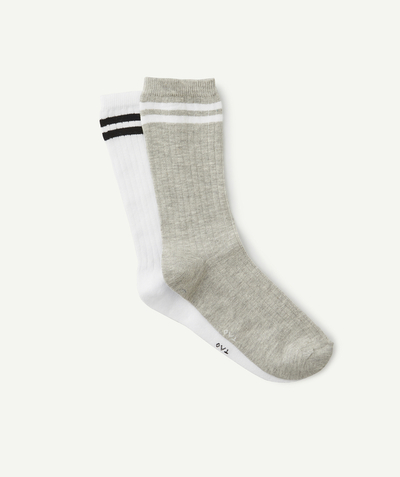 Teen boy Nouvelle Arbo   C - PACK OF TWO PAIRS OF LONG GREY AND WHITE SOCKS