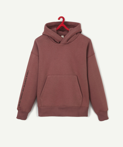 Private sales Tao Categories - BURGUNDY SWEATSHIRT WITH A HOOD AND A MESSAGE