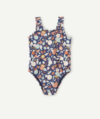 Swimwear Nouvelle Arbo   C - BABY GIRLS' ONE-PIECE NAVY AND PRINTED SWIMSUIT IN RECYCLED FIBRES