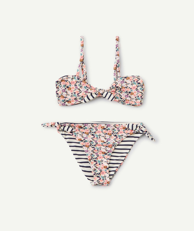 Swimwear Nouvelle Arbo   C - GIRLS' REVERSIBLE, FLORAL AND STRIPED TWO-PIECE SWIMSUIT IN RECYCLED FIBRES