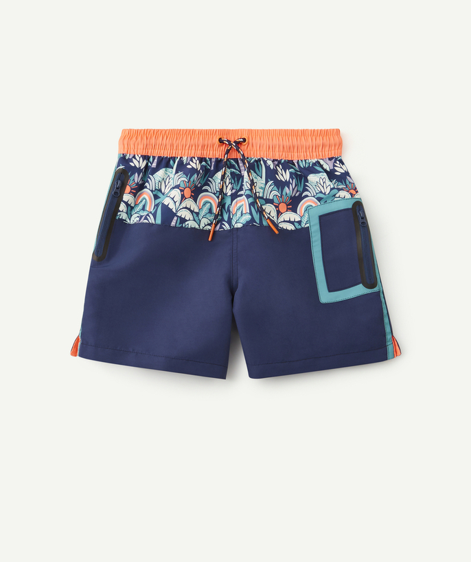 Swimwear Tao Categories - BOYS' BLUE AND ORANGE SWIM SHORTS IN RECYCLED FIBRES