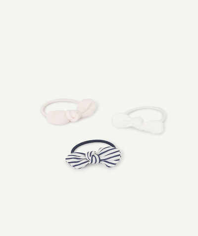 ECODESIGN Nouvelle Arbo   C - SET OF THREE BABY GIRLS' HAIR ELASTICS WITH PLAIN AND PRINTED BOWS