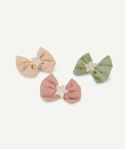 Accessories Nouvelle Arbo   C - SET OF THREE GIRLS' PINK AND GREEN HAIR SLIDES WITH A SPARKLING STAR