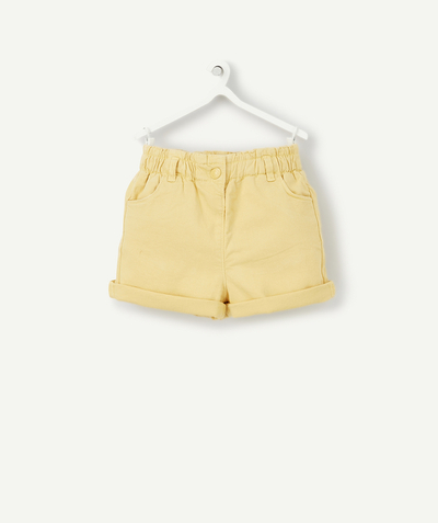 Shorts - Skirt Tao Categories - BABY GIRLS' YELLOW DENIM SHORTS