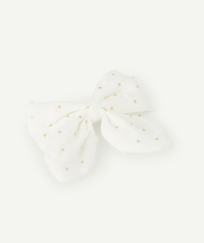 Accessories Tao Categories - BABY GIRLS' HAIR SLIDE WITH A WHITE BOW AND GOLD COLOR SPOTS