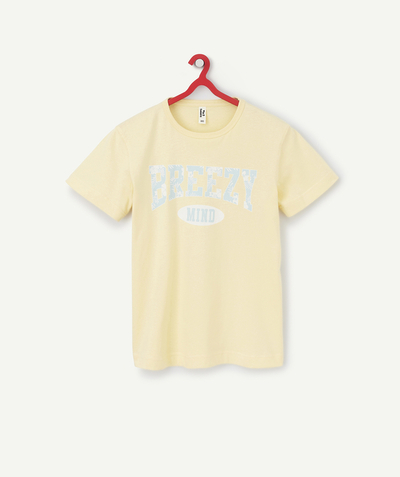 Outlet Nouvelle Arbo   C - BOYS' YELLOW RECYCLED FIBERS T-SHIRT WITH BLUE FLOCKING