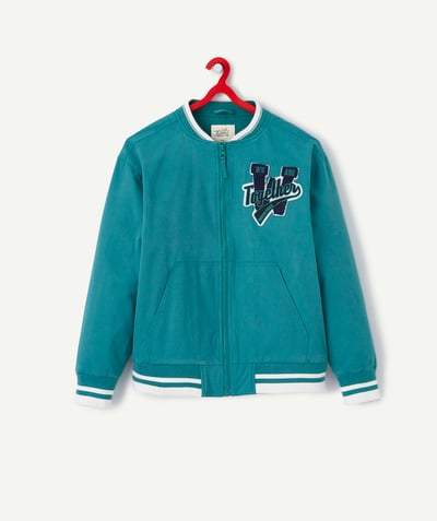 Outlet Tao Categories - BOYS' GREEN BOMBER JACKET WITH A BOUCLE PATCH