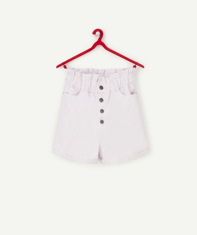 Shorts - Skirt Tao Categories - GIRLS' LILAC SHORTS IN ECO-FRIENDLY VISCOSE