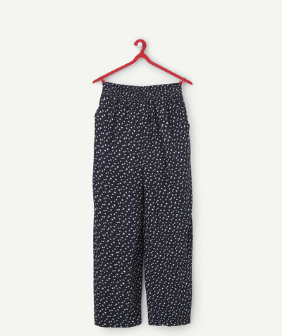 Outlet Nouvelle Arbo   C - FLOWING TROUSERS FOR GIRLS IN ECO-FRIENDLY BLACK VISCOSE WITH A FLORAL PRINT