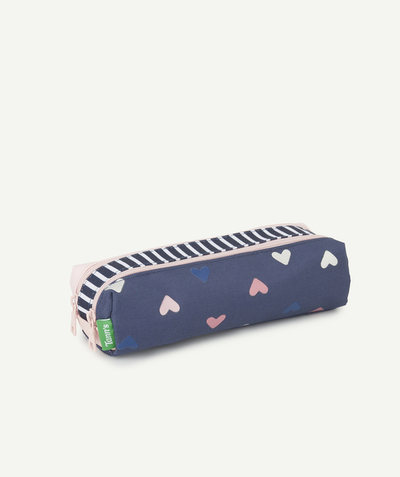 ECODESIGN Nouvelle Arbo   C - PINK AND BLUE SCHOOL PENCIL CASE WITH HEARTS