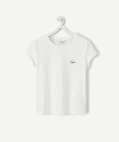 T-shirt - sous-pull Categories Tao - LE T-SHIRT BLANC EN FIBRES RECYCLÉES AVEC MESSAGE PAILLETÉ