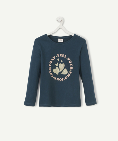 T-shirt - undershirt Nouvelle Arbo   C - GIRLS' FOREST GREEN ORGANIC COTTON T-SHIRT WITH GLITTERY PRINT