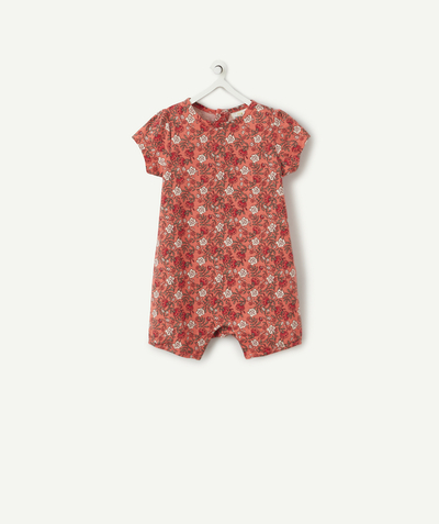 Outlet Tao Categories - BABY GIRLS' LIGHTWEIGHT SLEEPSUIT IN ORGANIC COTTON WITH A ROSE PRINT