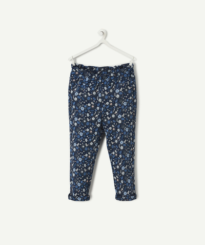 ECODESIGN Nouvelle Arbo   C - BABY GIRLS' BLUE JOGGING PANTS WITH A FLOWER PRINT