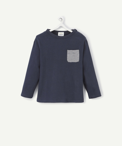 Baby boy Nouvelle Arbo   C - NAVY BLUE T-SHIRT WITH A STRIPED POCKET