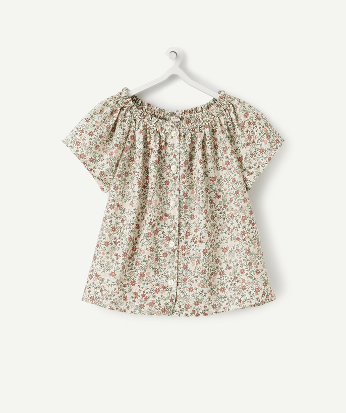 Shirt - Blouse Tao Categories - WHITE FLOWER-PATTERNED COTTON BLOUSE