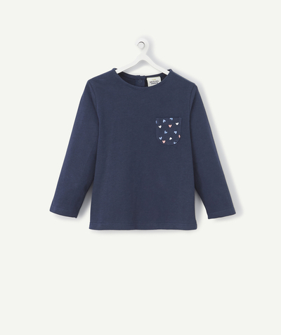Baby girl Nouvelle Arbo   C - NAVY BLUE T-SHIRT WITH HEART MOTIFS ON THE POCKET