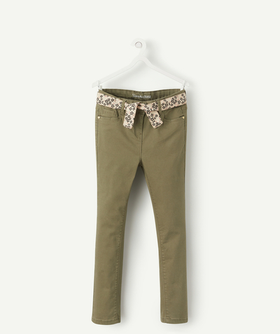 Clothing Nouvelle Arbo   C - GIRLS' SIZE+ LOUISE SKINNY GREEN JEANS WITH A FLORAL BELT