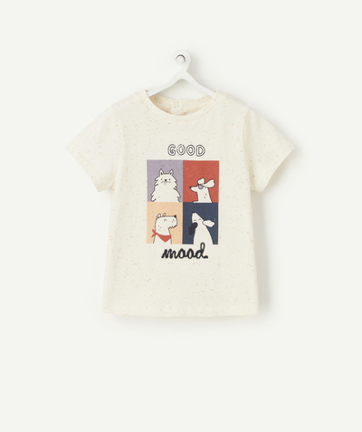 Baby boy Nouvelle Arbo   C - BABY BOYS' CREAM T-SHIRT WITH POLKA DOTS AND A DOG DESIGN