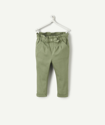 Trousers Nouvelle Arbo   C - BABY GIRLS' ELASTICATED GREEN DENIM TROUSERS