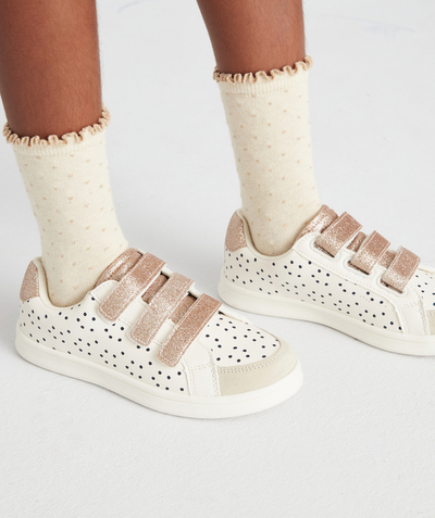 Shoes, booties Nouvelle Arbo   C - GIRLS' WHITE TRAINERS WITH POLKA DOTS AND SPARKLE DETAILS
