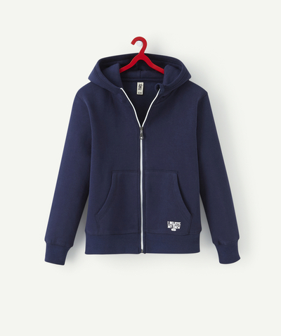 Nice price Nouvelle Arbo   C - BOYS' RECYCLED FIBERS NAVY BLUE CARDIGAN WITH ZIP AND HOOD