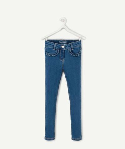 Jeans Categories Tao - JEAN SKINNY FILLE EN DENIM BLEU ULTRA-RÉSISTANT AUX DÉTAILS VOLANTÉS