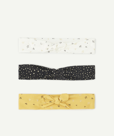 Hair Accessories Tao Categories - SET OF THREE SPOTTED AND FLOWER-PATTERNED HAIR BANDS