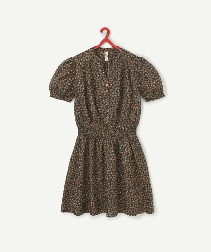 Dress - Jumpsuit Tao Categories - GIRLS' SHORT FLORAL PRINT DRESS WITH PUFF SLEEVES