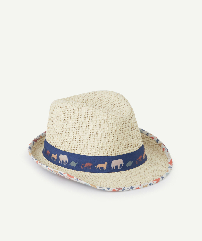 Hats - Caps Tao Categories - BABY BOYS' STRAW HAT WITH AN ANIMAL PRINT