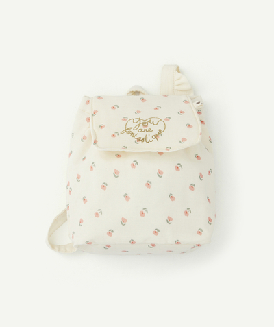 Bag Nouvelle Arbo   C - GIRLS' CREAM COTTON BACKPACK WITH A FLORAL PRINT AND RUFFLES