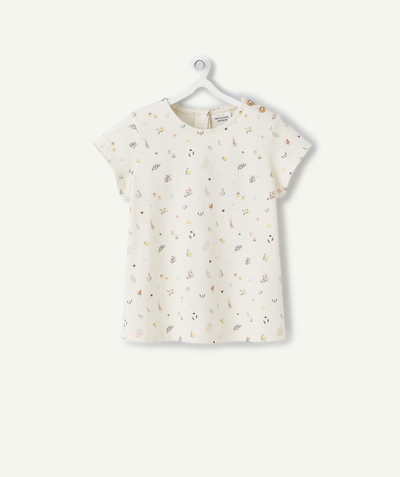 Baby girl Nouvelle Arbo   C - BABY GIRLS' T-SHIRT IN ORGANIC COTTON WITH A FLOWER PRINT