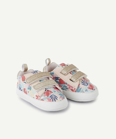 Shoes, booties Nouvelle Arbo   C - BABY GIRLS' PINK AND FLORAL PRINT TRAINER-STYLE BOOTIES