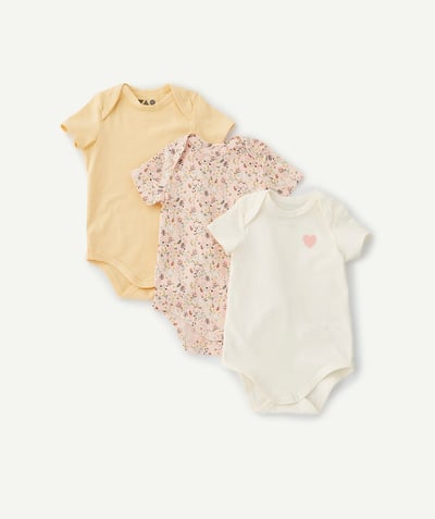 Bodysuit Nouvelle Arbo   C - PACK OF THREE PLAIN AND PRINTED ORGANIC COTTON SLEEPSUITS