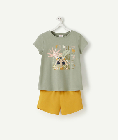Sibling pajamas Nouvelle Arbo   C - GIRLS' SUPER SLEEPER PYJAMAS IN GREEN AND YELLOW RECYCLED FIBERS